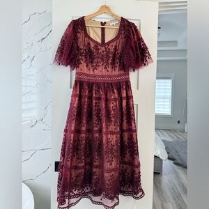 Ivy City Co lace burgundy dress